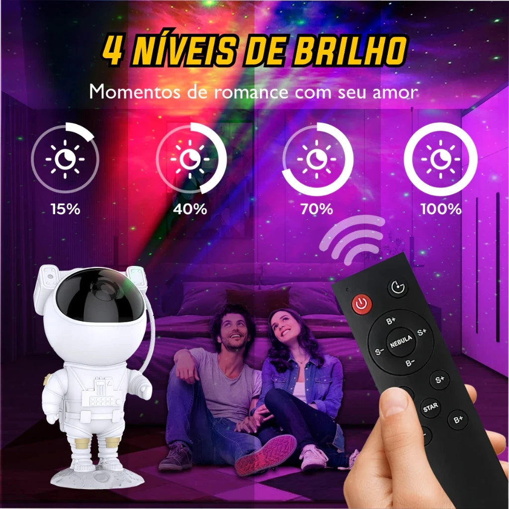 Projetor Galáxia Astronauta: Luz Noturna Estrelada com Nebulosa e LED para Decoração de Quarto, Presente Ideal para Crianças e Cas